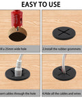 Steps for using 12 Pieces 1 Inch Desk Grommets And 1 Inch Hole Saw Set Black ABS Engineering Plastic Durable Cable Management