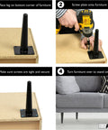 Gold Tapered Oblique Metal Furniture Leg Set Of 4 16 Inch Mid Century Modern Replacement Feet for easy DIY installation.