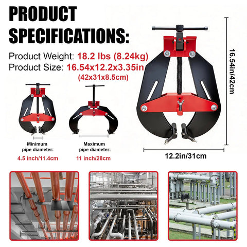 Rock Solid Professional Grade Heavy Duty Pipe Alignment Clamp Four To Eleven Inch Zero Flex Fit Up Tool With Wide Anti Slip Grip Plates For Tight Auto Body Welding Shop Gear