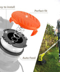 Image showing parts of 10 Pack 0.065 Inch Weed Eater String Refills With 240 Feet Auto Feed Trimmer Line Replacement Spools For Popular Grass Trimmers installed on a grass trimmer.