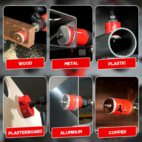 EZARC 30pcs Bi-Metal Hole Saw Kit with 8% Cobalt Cuts Multi-Materials Like A Pro From 3 4 Inch To 4 1 2 Inch Heavy Duty Drilling Tools For Wood Steel And Metal, cutting wood, metal, plastic, plasterboard, aluminum, and copper
