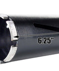 Dry diamond masonry core drill bit, 3-inch diameter, black steel body with diamond segments, 6.25-inch length shown.