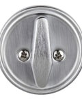 Front view of a Satin Chrome Single Cylinder Deadbolt Lock For Commercial Security Built Tough ANSI Grade 1 UL Three Hour Fire Rating