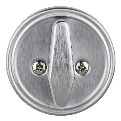 Front view of a Satin Chrome Single Cylinder Deadbolt Lock For Commercial Security Built Tough ANSI Grade 1 UL Three Hour Fire Rating
