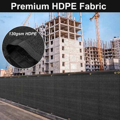 Heavy Duty Fence Privacy Screen 3ft X 50ft 150 GSM Mesh Windscreen With Brass Grommets installed on a construction site