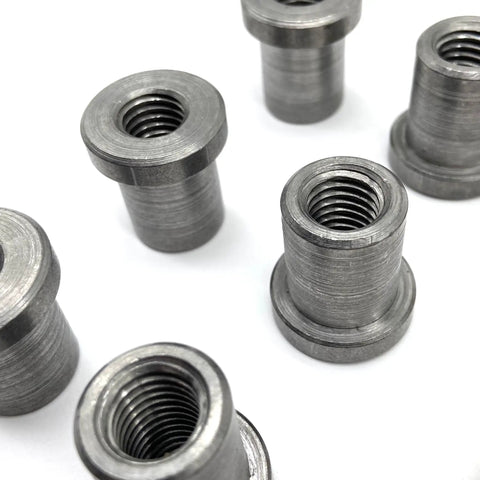 Straight Up Bulletproof Weld In Replacement Nuts for Jeep Wrangler YJ TJ frames, showing six sturdy steel weld-in nuts.