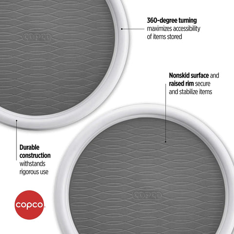 Close-up of 9 Inch Non Slip Pantry Cabinet Lazy Susan Turntable Set Of 2 Spinning Organizer showcasing non-skid surface and durability.