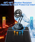 Rock Solid All Metal Alloy Long Arm Magnetic Car Phone Mount With Premium Navy Blue Finish And Heavy Duty Suction Base on car dashboard.