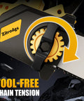 Close-up of tool-free chain tension knob on Versatile 4 In 1 Cordless Pole Saw And Mini Chainsaw with 8 Inch and 10 Inch Bar