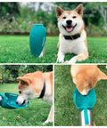 Dog using Big Dog Water Bottle Travel Dispenser 27 or 40 Oz Stainless Steel Hydration Bottle with Leak Proof Cup outdoors