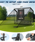 Heavy Duty Golf Hitting Net Cage 10x7ft With Steel Frame And Dual Side Barriers For Backyard Driving And Chipping Practice