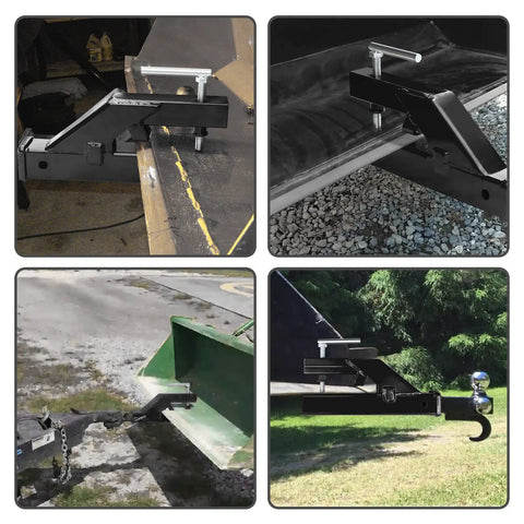 Heavy Duty Clamp On Bucket Hitch For Tractors And Loader Buckets, 2 Inch Trailer Receiver Ball Mount, Steel Construction