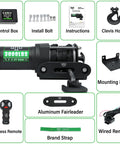 Beefy 3000 Lb ATV Winch With Wireless Remote And Wired Switch 12V DC Electric Winch With Synthetic Rope Fairlead And Mounting Plate For Easy Install And Universal Fit Perfect For Off Road Recovery, 3000LB ATV winch kit with remote, hook, bolts, fairlead, and plate