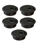 Desk Grommet 2 Inch Cable Hole Cover Pack Of 5 Black ABS Plastic Wire Management For Desks And Tables, top view