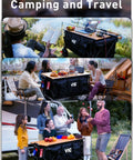 Heavy Duty Folding Wagon With 54 Inch Tabletop And 680lb Mega Capacity 5 Set Collapsible Carts All Terrain Wheels With Brakes shown in camping scenarios.