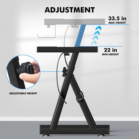 Heavy Duty Z Frame Keyboard Stand With Foam Padded Arms Adjustable Height and Width Fits 54 to 88 Key Electric Pianos DJ Turntables Synths Midi Keyboards Sturdy Iron Build Black adjustable height feature with 22 to 33.5 inches range
