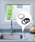 Sink with view of stainless steel hole cover; Stainless Steel Sink Hole Plug Cover Two Pack Fits One To One Point Four Inch Faucet Hole Easy Install No Tools Required Rust Resistant Durable Kitchen Faucet Hole Cover For Quick Sink Cleanup