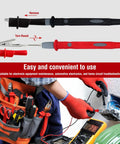 Long Silicone Multimeter Test Leads Kit With 56 Inch Flexible Probes 1000V 20A Safety Rated shown with probe and grip details