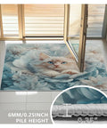 Farmhouse Style Non Slip Tractor Truck Carpet 5X8 Area Rug in living room with floral cat design and 0.25 inch pile height