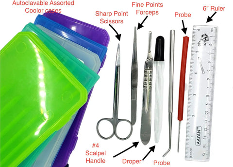 24 Piece Biology Dissection Kit With Stainless Steel Tools And Durable Case For Students And Teachers, high-precision set with ruler, forceps, scissors, and probe