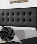 Absolute Game Changer Queen Size Platform Bed Frame With Durable Faux Leather Headboard showing tufted black headboard detail.