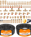 All In One DOT Air Line Kit With Brass Fittings, 100 Ft Of 1 Quarter Inch And 100 Ft Of 3 Eighth Inch Hose, Push Lock Quick Connects