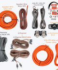 Beefy 1000W Car Amp Install Kit With 8 Gauge Power And Ground Wires Copper Clad Aluminum Triple Shielded RCA Cables And ANL Fuse Holder