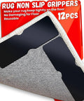 Non Slip Rug Grippers Tape Pads For Hardwood Floors And Tile No Residue Reusable Corner Grippers Keep Rugs Flat And Secure Area Rugs 12 Pack