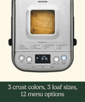 Stainless Steel Automatic Bread Maker With 12 Menu Presets 3 Crust Colors And 3 Loaf Sizes Up To 2 Lb
