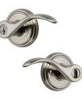 Entry Door Handle With Reversible Lever And Keyed Lock Featuring SmartKey Rekey Technology And Microban Protection In Satin Nickel