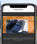 Smartphone displaying motion zones of Wireless Outdoor Security Camera 1080P HD Night Vision Motion Detection Weatherproof 2 Way Audio