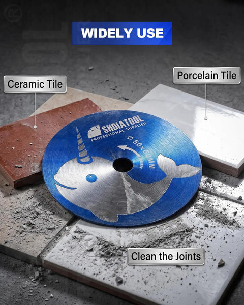 Diamond Tile Cutting Wheel Set For Rotary Tool Ultra Thin Zero Point Seven Millimeter Rim For Clean Precise 50mm Cuts 4 Pack Pro Grade Grout Removal And Edge Trimming Great For Ceramic Marble And Porcelain Tile Jobs. 50mm diamond wheel on ceramic and porcelain tiles