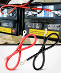 Heavy Duty 6 AWG 20 Inch Battery Power Inverter Cables Set With Tin Plated Copper Terminals And Three Eighth Inch Lugs, shown connected and separate