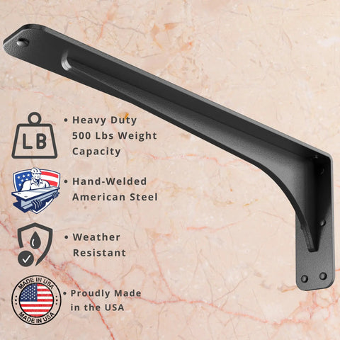 Gladiator Series Low Profile Heavy Duty Shelf Bracket 500 Lb Capacity Hidden Welds Granite Countertops Discrete Design