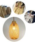 Rustic Bamboo Lamp Cage Pendant Light Shade With Included Dimmable 40W LED Bulb, handwoven bamboo basket design process