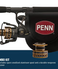 Battle Spinning Reel And Fishing Rod Combo Kit With Spare Spool And Reel Cover For Saltwater Fishing, 6000 Size, close-up view