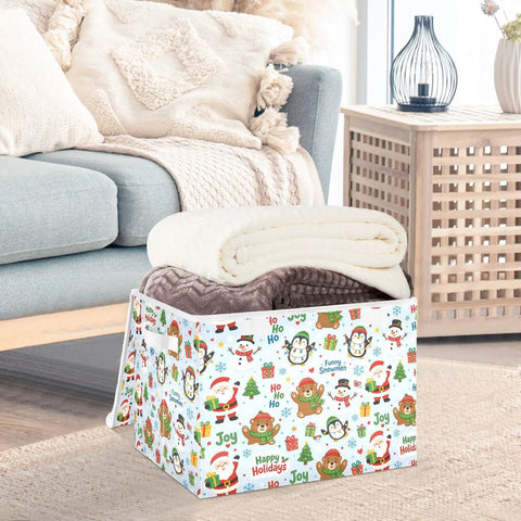 Heavy Duty Foldable Storage Bin With Secure Lid And Easy Grip Handles Built Tough Hollow Frame Collapses Flat, holds blankets