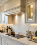 Elegant kitchen with Brushed Nickel And Brushed Brass Cabinet Knobs And Handles, highlighting modern T Bar Drawer Pulls on cabinets and drawers.