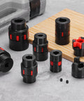 Flexible Jaw Shaft Coupling For 12mm To 15mm Bore, 40mm Diameter 45 Steel Motor Connector, High Torque Shaft Coupler For 3D Printers, CNC Machines, Servo And Stepper Motors, black flexible jaw couplings with red spiders