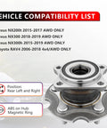 Rear Wheel Hub Bearing Assembly For 2006-2019 Toyota RAV4 And Lexus NX 4WD with ABS sensor and fitment list visible
