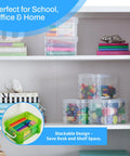 Durable 3x5 Index Card Box Organizer for Notes, Recipes, in assorted colors stacked on white shelves