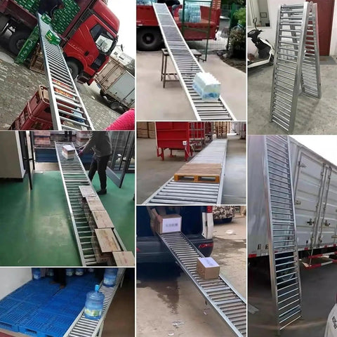 Industrial Workhorse Light Duty Gravity Roller Conveyor Slide Smooth Warehouse Freight Operator No Fuss Steel Roller Track For Factory Hauling 40X100CM in various warehouse settings.