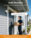 Hardcore 4K Pan Tilt Wired Security Camera Add On compatible with outdoor indoor CCTV DVR, recording audio by front door.