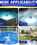 All Weather Navy Pool Cover Pump With Lights, Submersible Sump Pump For Above Ground Pools, Fast Draining, 850 GPH in various settings