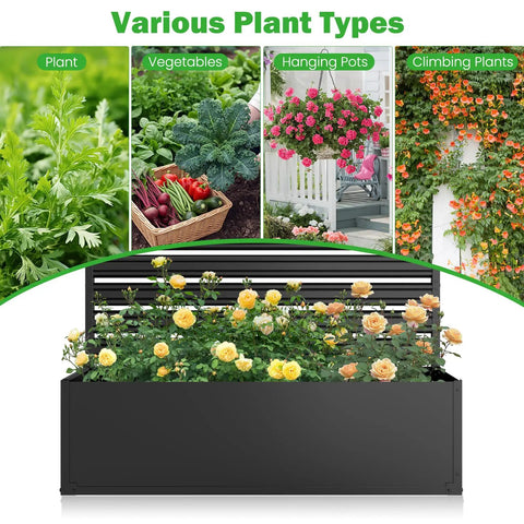 No-Dig Metal Patio Privacy Fence Screen With Planter Box For Outdoors, 73.8 In H By 45.3 In W showcasing plant variety options