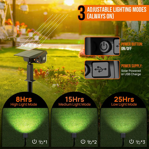 Display of Super Bright 40 LED Solar Landscape Lights Pack Of 6 With 3 Modes High Low Off Waterproof for pathways in garden setting.