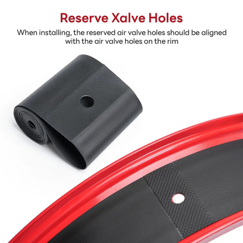26X4.0 Inch Rim Strip And Fat Tire Rim Tape PVC Inner Tube Cushion Protector Anti Puncture Pack Of 2 For Bikes Black detail with air valve hole