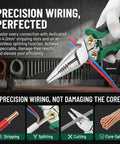Heavy Duty 8 In 1 Wire Stripper And Voltage Tester With Beast Mode Crimping Pliers And Wire Twister shown in hand, cutting and stripping wires.