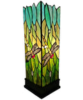 Tiffany Style Dragonfly Stained Glass Lamp with green yellow dragonfly pattern, 18 inches tall, classic Tiffany vibe for nightstand.