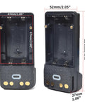 Built Tough 2X18650 Battery Case Compatible With Motorola Two Way Radios Xpr7350 Xpr7550 showing dimensions and design details.